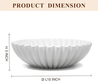 YMXYJM Large Decorative Bowl, Modern Handicraft Bowls for Home Decor, Decorative Fruit Bowl for Kitchen Counter, Ruffle Bowl Decor, Stylish Key Bowl for Entry Table, White
