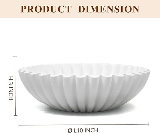 YMXYJM Large Decorative Bowl, Modern Handicraft Bowls for Home Decor, Decorative Fruit Bowl for Kitchen Counter, Ruffle Bowl Decor, Stylish Key Bowl for Entry Table, White