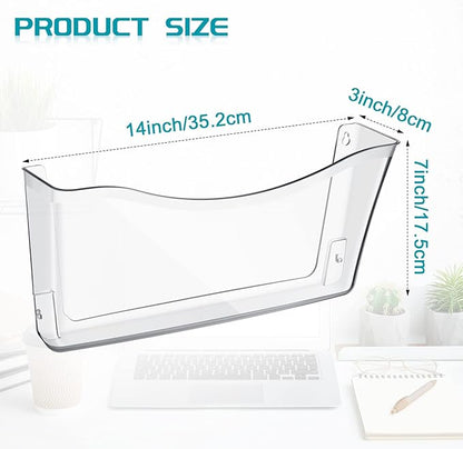 Colarr 6 Pack Expandable Pocket Wall File Holder Plastic Hanging Wall Organizer Space Saving Wallmount File Holder for Office Mail Letter Magazine(Clear)