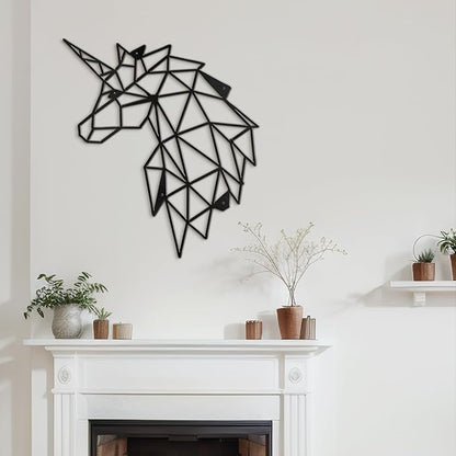SIGNLEADER Metal Wall Art Decor Sad Unicorn Modern Abstract Wall Sculpture Hangings Home Decoration for Living Room, Bedroom, Bathroom, Kitchen, Outdoor - 18" Black