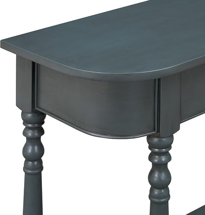 HMFULE Retro Curved Console Table, 36" Solid Wood Half Moon Console Table Sofa Table Entryway Table with 1 Drawer 1 Open Shelf Roman Legs Curved Corners for Living Room,Entryway,Hallway,Navy