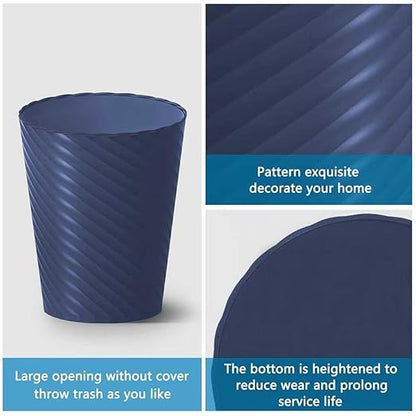 Lysam Bathroom Trash Can, 3 Pack 1.8 Gallons Small Trash Can with Trash Bags, Bathroom Garbage Can, Plastic Trash Bin, Round Waste Basket for Bedroom, Office, Room (White Blue Grey)