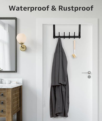Optish Over The Door Hooks, Door Hanger Hooks for Hanging, Over The Door Towel Racks for Bathroom, Coat Rack Door Towel Hanger Towel Hooks (1Pack, Black)