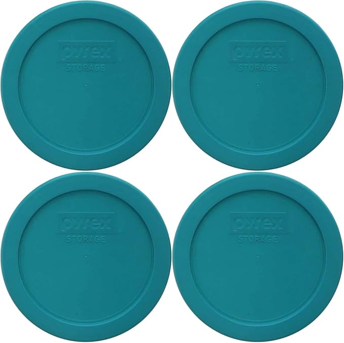 Pyrex 7201-PC 4 Cup Turquoise Food Storage Replacement Lid (4-Pack) - Made in USA