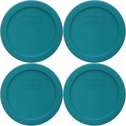 Pyrex 7201-PC 4 Cup Turquoise Food Storage Replacement Lid (4-Pack) - Made in USA