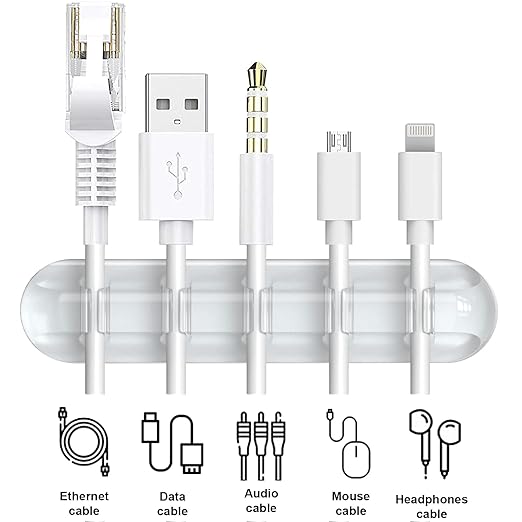 INCHOR Cord Organizer, Clear Cable Clips Cable Management, Cable Organizers USB Cable Holder Wire Organizer Cord Clips, 2 Packs Cord Holder for Desk Car Home and Office (5, 3 Slots)