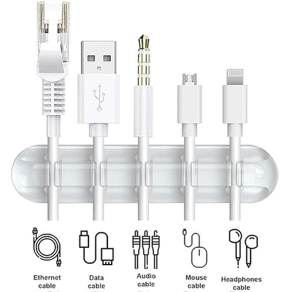 INCHOR Cord Organizer, Clear Cable Clips Cable Management, Cable Organizers USB Cable Holder Wire Organizer Cord Clips, 2 Packs Cord Holder for Desk Car Home and Office (5, 3 Slots)