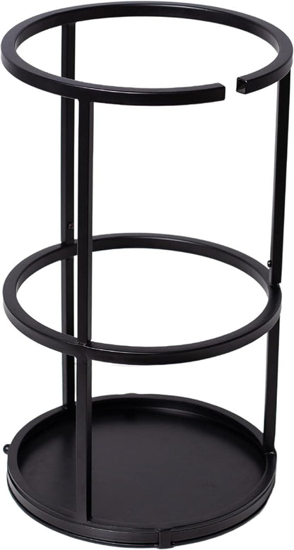 BIRDROCK HOME Circular Umbrella Holder with Removable Drip Tray - Stand for Umbrellas - Entryway - Decorative Metal Freestanding Rack Organizer - Cane Walking Stick Holder - Black