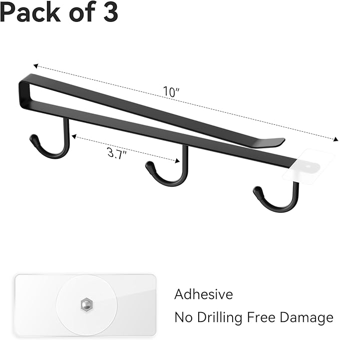 ECROCY Coffee Mug Holder Under Cabinet Only Fits Shelves up to 3/4" Thick, Clip-On Coffee Mug Organizer Pack of 3, No Drilling Free Damage
