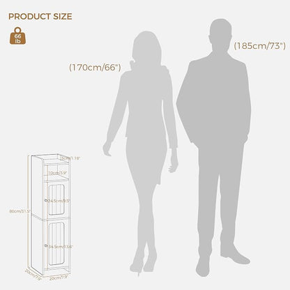 BEWISHOME Small Bathroom Cabinet, Bathroom Storage Cabinet with Adjustable Shelves & 2 Doors, Narrow Toilet Paper Cabinets, 7.9" D x 7.9" W x 31.5" H, for Small Spaces, Black YYG03B
