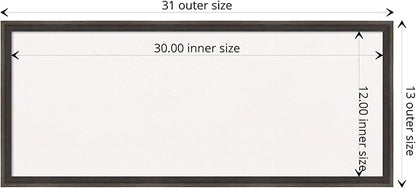 Amanti Art White Cork Board for Wall, 13x31 Vision Board with Brown Wood Frame, Medium Corkboard Office Decor for Home Organization, Casual Corkboard Pinboard to display items for home organization
