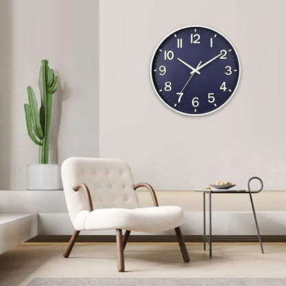 HZDHCLH Wall Clocks Battery Operated,Wall Clock Navy Blue,14 inch Wall Clock Silent Non Ticking Modern 3D Numbers for Kitchen Bedroom Living Room Office Classroom Decor