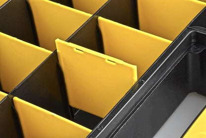 SE Adjustable 26-Compartment Plastic Storage Box - 18x12x3 Inch Organizer with Triple Lock, Translucent Lid, and Sturdy Handle - Ideal for Tools, Crafts, and Small Parts