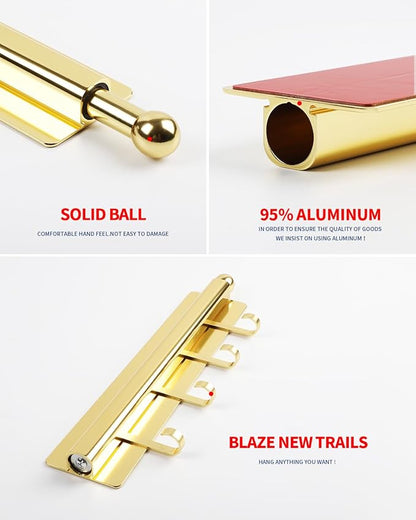 Adhesive Valet Rods for Closets Gold Closet Valet Rod with Hooks 12 inch valet rod for closet pull out Valet Rods for Closet Storage and Organization Storage Clothes Hanger