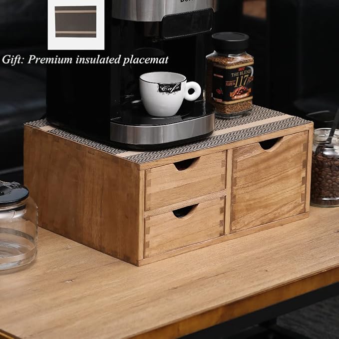 DDYURI Capsules Coffee Storage Drawer for Pod K-cup Holder - Counter Organizer for Kitchen Utensil Storage - Wood Desktop Coffee Brewer Accessories Stand CF2D3C-LT