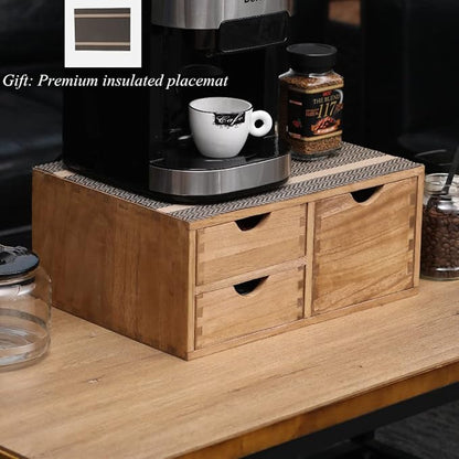 DDYURI Capsules Coffee Storage Drawer for Pod K-cup Holder - Counter Organizer for Kitchen Utensil Storage - Wood Desktop Coffee Brewer Accessories Stand CF2D3C-LT