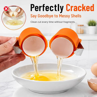 Handheld Egg Shell Opener, Eggshell Separator and Cutter, Food Grade PP Stainless Steel Egg Topper Cutter for Chicken Duck Eggs, Portable Lightweight Kitchen Gadget for Home Cooking Baking (orange)