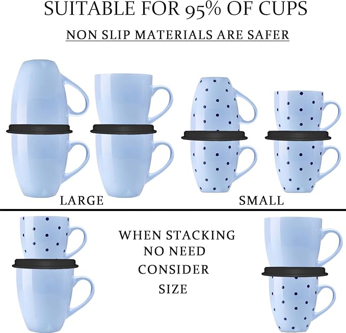 Mug Stacker Kitchen Cabinet Shelf Organizer for Cupboard and Pantry Organization - Expandable and Stackable Storage Solution for Tea Cups and Coffee Mugs - Save Space and Stay Organized (3Pcs Black)