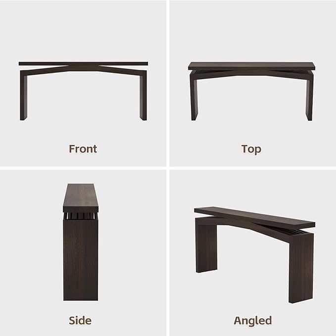 63-Inch Farmhouse Entryway Table Behind Couch Skinny, Long Wooden Entrance Table for Living Room Narrow, Rectangular Modern Console Tables for Apartment, Home, Dark Brown