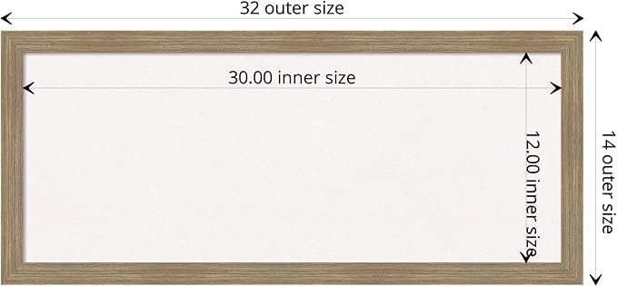 Amanti Art White Cork Board for Wall, 14x32 Vision Board with Brown Wood Frame, Medium Corkboard Office Decor for Home Organization, Casual Corkboard Pinboard to display items for home organization