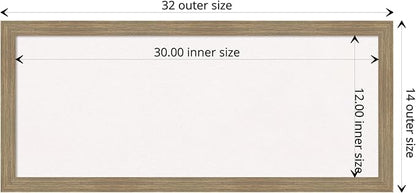 Amanti Art White Cork Board for Wall, 14x32 Vision Board with Brown Wood Frame, Medium Corkboard Office Decor for Home Organization, Casual Corkboard Pinboard to display items for home organization