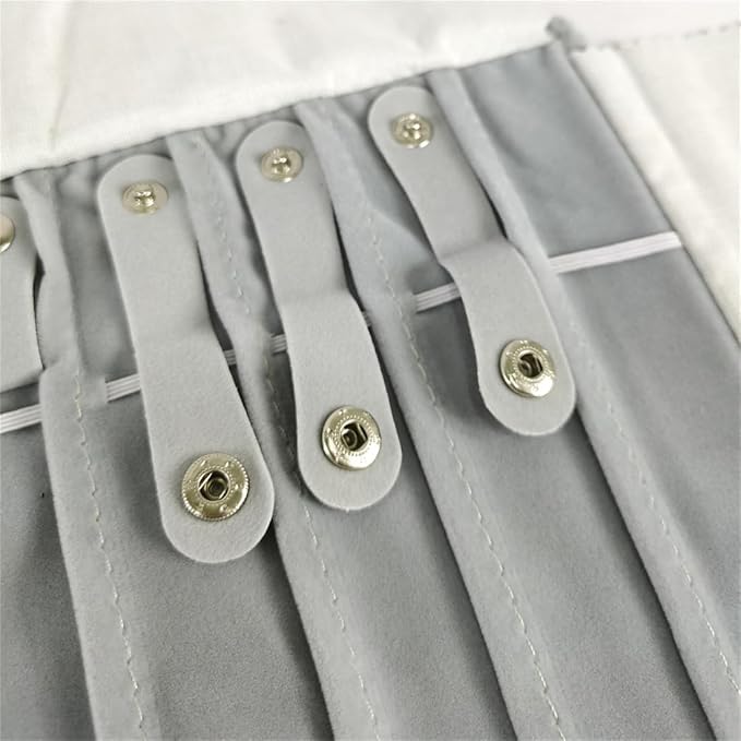 Portable Jewelry Roll Untangled Secure Necklace Travel Storage Bag Displays Holder 16 Chain (Black and Gray)