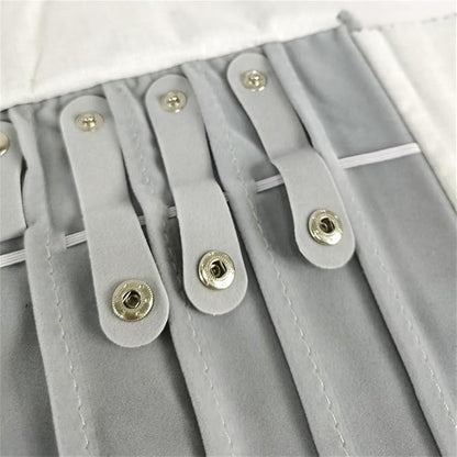 Portable Jewelry Roll Untangled Secure Necklace Travel Storage Bag Displays Holder 16 Chain (Black and Gray)