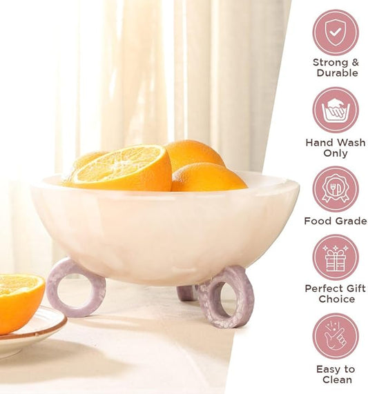 Folkulture Fruit Bowl for Kitchen Counter, 9" Resin Decorative Bowl, Centerpiece Table Decorations, Fruit Basket for Countertop Decor & Coffee Table Décor, Pedestal Bowl