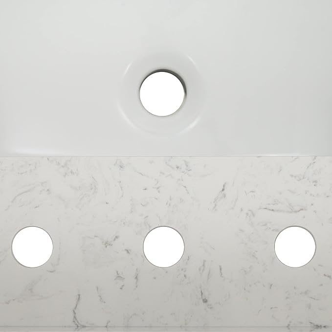 MSI Carrara Sky Vanity Top with Under Mount Rectangle Ceramic Sinks, Engineered Marble Stone, 4" CC Faucet Holes, 37"X22"