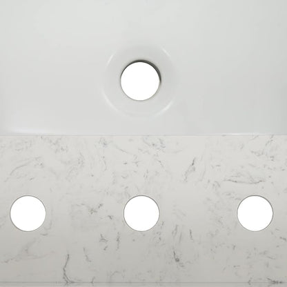 MSI Carrara Sky Vanity Top with Under Mount Rectangle Ceramic Sinks, Engineered Marble Stone, 4" CC Faucet Holes, 37"X22"