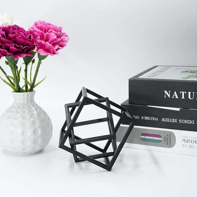DreamsEden Small Geometric Sculpture, Metal Cube Decorative Ornaments Modern Home Decor Accent