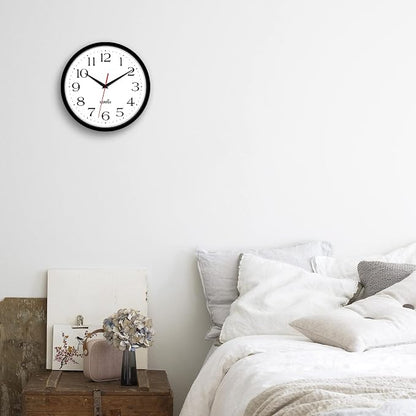 HIPPIH 2 Pack Silent Wall Clock, 12 Inch Non Ticking Quiet Digital Sweep Decorative Battery Operated Wall Clocks for Living Room Bedroom Kitchen School Office Decor, Black