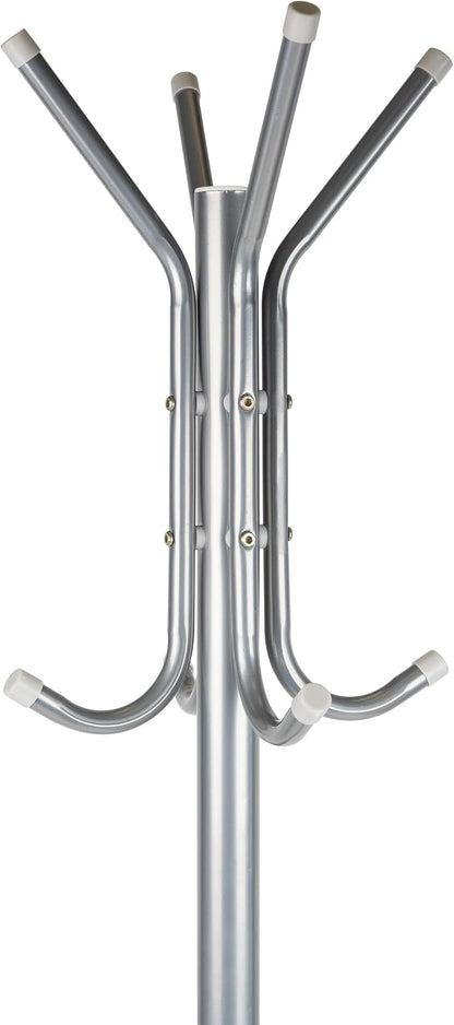 Mind Reader Freestanding Coat Rack, Multi-Tier Organizer for Office and Entryway, Metal, Silver