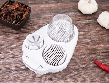 3 in 1 Egg Slicer for Kitchen – Multi-Functional Strawberry Banana Mushroom Cutter, ABS Safe Wire Blade, 3 Slice Modes, Dishwasher Safe, Lightweight 120 g, Gift for Salad Lover