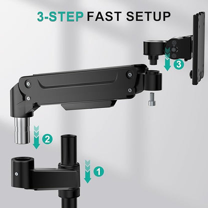 WALI Heavy Duty Monitor Arm Desk Mount for 13-43 Inch Ultrawide Screens, Single Monitor Arm with Full Motion Tilt, Swivel, Rotation, Holds up to 44 lbs, C-Clamp Mount for VESA 75/100mm (GSDM001-P)