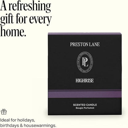 Preston Lane Luxury 2-Wick Scented Candle, Highrise, 7.5 oz Hand-Poured in USA | Long Burn Time (20-30 Hrs), Vegan Soy Wax Blend, Decorative Glass Vessel, Fine Italian Fragrance