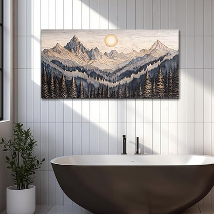 MHARTK66 Wall Art For Living Room Abstract Mountain Landscape Wall Painting Bedroom Wall Decor Office Pictures Decor Sunrise Forest Canvas Wall Art Easy Hanging Modern Home Decorations