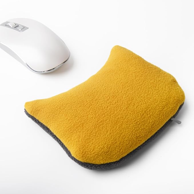 Large Mouse Wrist Rest Bean Bag, Ergonomic Mouse Support Pad Filled Ergo Beads for Computer, Laptop, PC Gaming (Yellow)