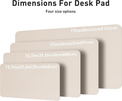 Aothia Large PU Leather Desk Pad Protector – Non-Slip Mouse Pad & Writing Mat for Office/Home, Waterproof, Easy to Clean(48" x 17", Eggshell)