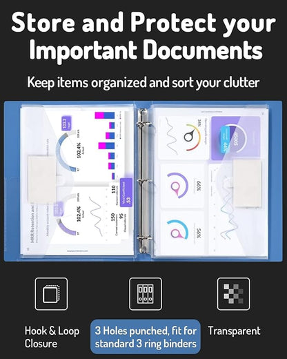 Forvencer Binder Pocket, 48 Pack Super Heavyweight Poly Binder Plastic Pocket with Tight Closure, Binder Folders Side Loading, 3 Ring Binder Pocket, Binder Dividers with Pockets, Letter Size, Clear