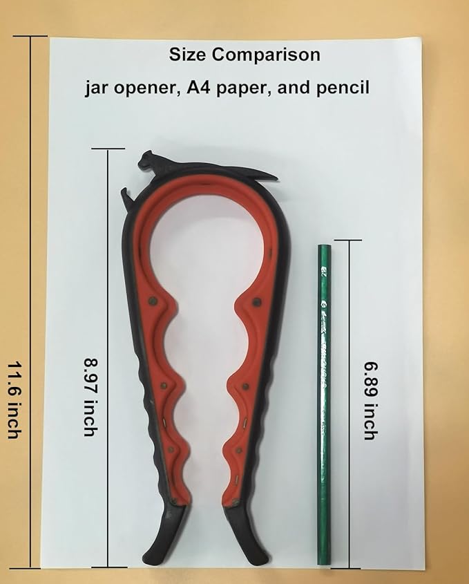Otstar Jar Opener Bottle Opener and Can Opener for Weak hands, Seniors with Arthritis and Anyone with Low Strength, Mutil Jar Opener Get Lids Off Easily (Black and Red)