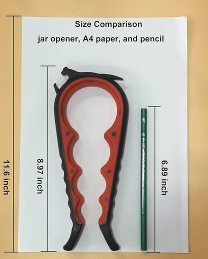 Otstar Jar Opener Bottle Opener and Can Opener for Weak hands, Seniors with Arthritis and Anyone with Low Strength, Mutil Jar Opener Get Lids Off Easily (Black and Red)