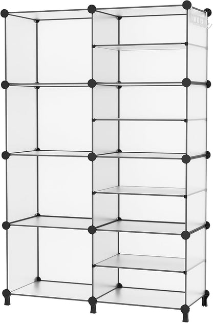 AWTATOS Closet Organizer 8 Cube Storage Shelves Clothes Organizers Closet Storage Stackable Cubby Shelving for Closet Bedroom Living Room Translucent