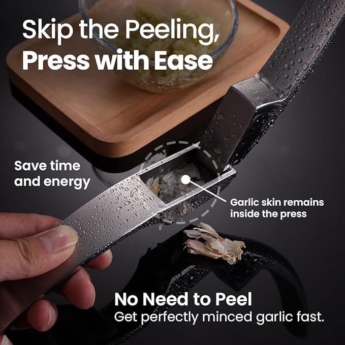 Lifetime Replacement Garlic Press Stainless Steel No Need to Peel Detachable Handles for Coarse & Fine Mincing-Premium Garlic Mincer Tool, Easy to Clean, Dishwasher Safe Garlic Crusher