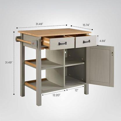 From the Tree Furniture Modern Kitchen Island Cabinet with Convenient Storage Drawers - Solid Pine Wood Coffee Bar Cart, 31" Storage & Organization Solution - Practical Kitchen Cabinet