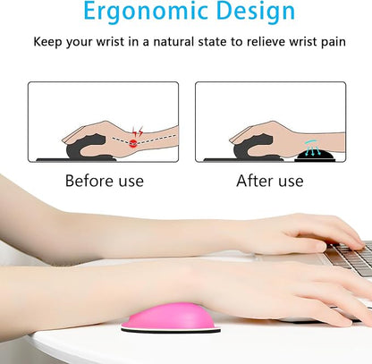 Dapesuom Mouse Wrist Rest, Ergonomic Memory Foam Mouse Wrist for Computer Desk Mats Support, PU Leather Hand Rest Pad Cushion for Gaming, Laptop, Men, Women, Pain Relief & Easy Typing, Hot Pink
