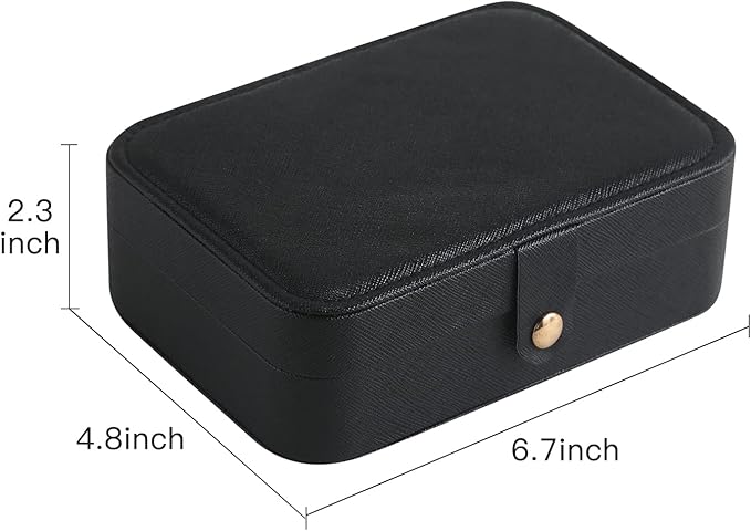 CASEGRACE Travel Jewelry Box Small Jewelry Organizer Case Display Storage for Earrings Necklace Rings Bracelets Portable Jewelry Organizer for Women Girls, Black