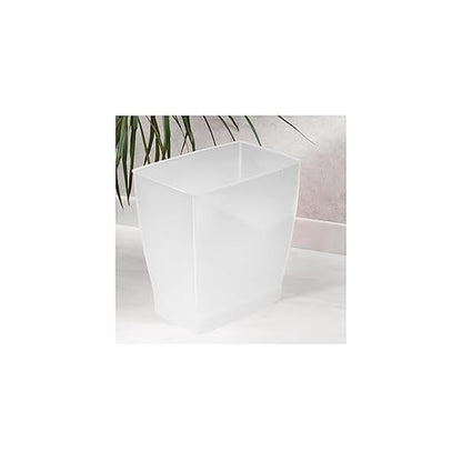 iDesign Small Plastic Bathroom Trash Can, Slim Rectangle Garbage Bin for Bedroom, Office, Dorm, 2-Pack, Frost