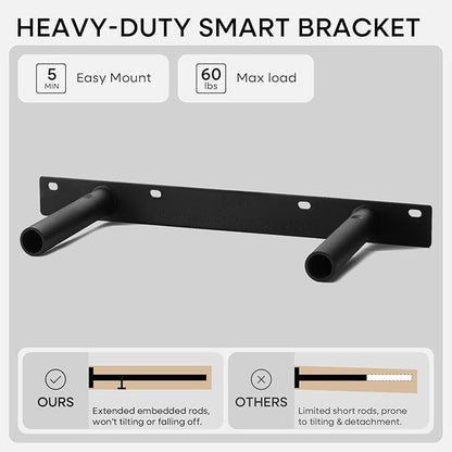 Homeforia 18 inch Golden Oak Floating Shelf, High End Solid Real Wood 18inch Small Floating Shelves for Wall Mounted, Oak Wooden 18in Floating Shelves, Heavy Duty Bracket, 18 X 6.5 X 1.75 in, Set of 4