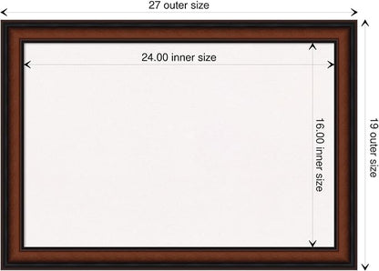 Amanti Art White Cork Board for Wall, 19x27 Vision Board with Brown Wood Frame, Medium Corkboard Office Decor for Home Organization, Traditional Corkboard Pinboard to display items for home